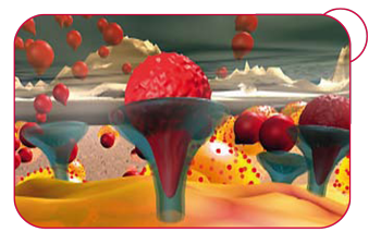 Interleukin-1 (červené guličky) poškodzuje bunky chrupavky.
